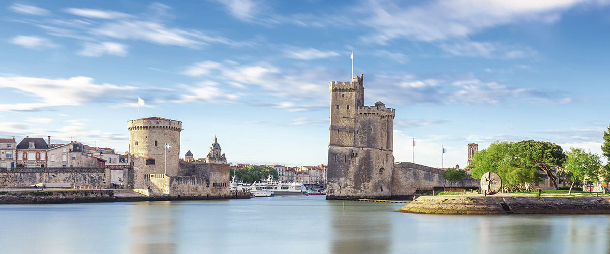 La Rochelle, Chain Tower and Saint Nicolas Tower in old medieval harbour